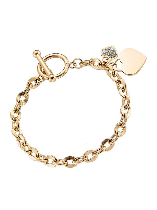Verorama Women's Bracelet with Heart Design Gold Plated Steel