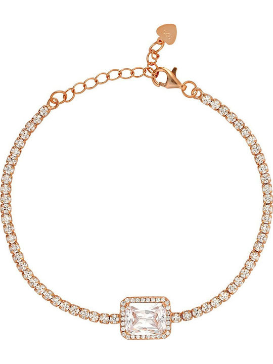 Prince Silvero Women's Riviera Silver Gold Plated Bracelet with Zircon 15cm