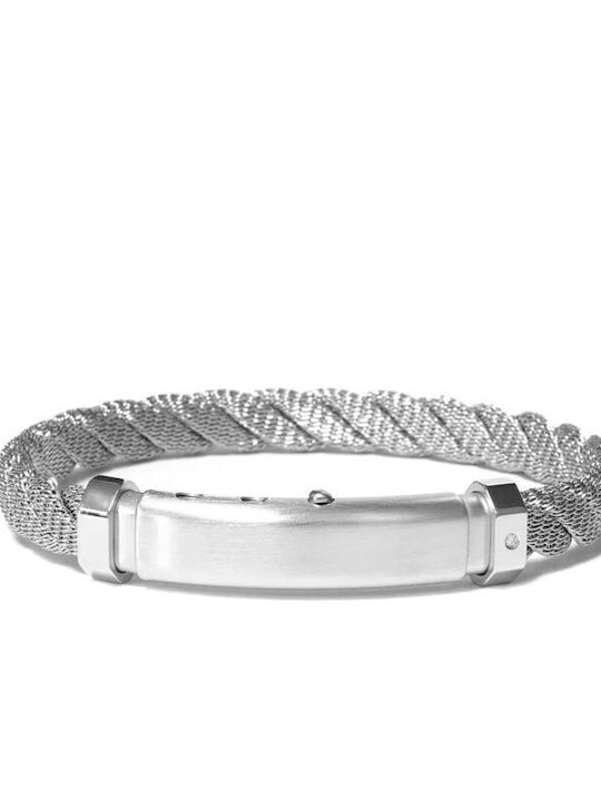 Borsari Herren Armband aus Stahl mit Diamant