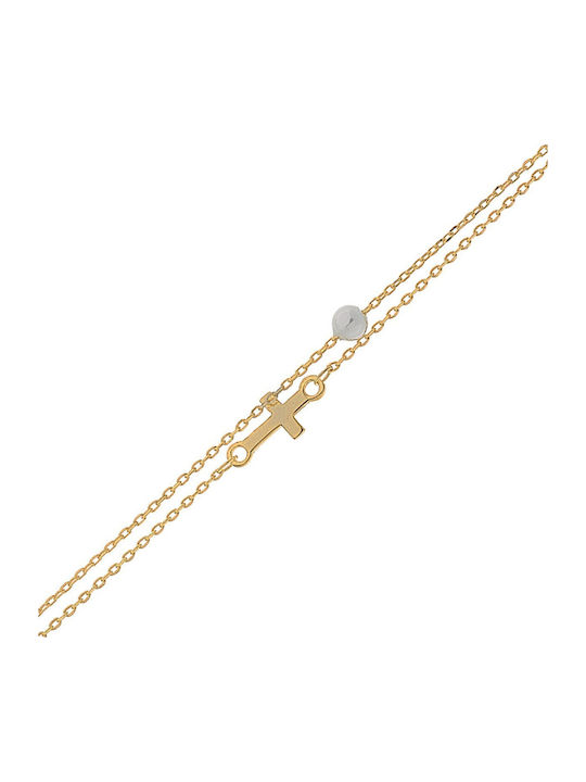 Prince Silvero Women's Silver Gold Plated Bracelet with Cross Design 15cm
