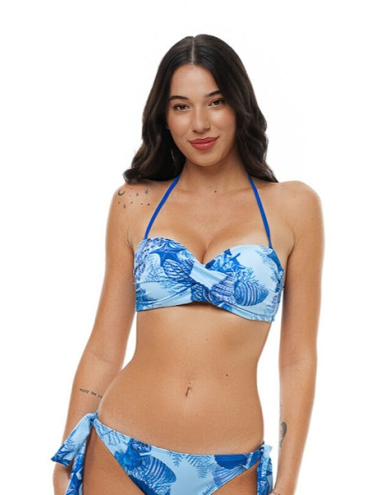 Strapless Bikini Top C Cup Floral Σιελ