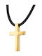 Verorama Male Cross from Gold Plated Steel with Cord