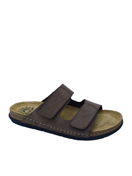 Leder Herrensandalen in Braune Farbe
