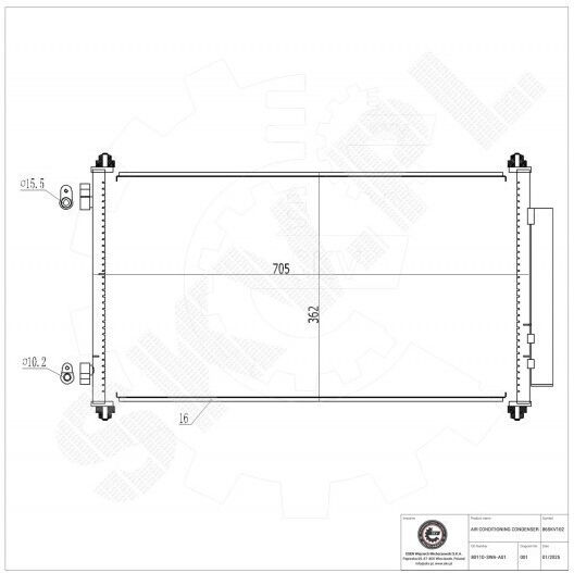 Condensator Climatizare Honda CR-V III Dezumidificator 80110SWAA01