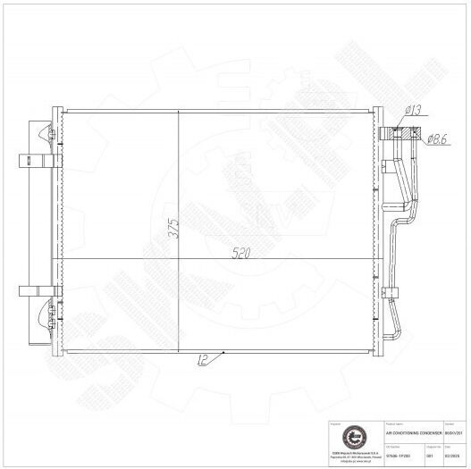 Кондензатор Климатик Hyundai Ix20 Kia Venga 976061p200