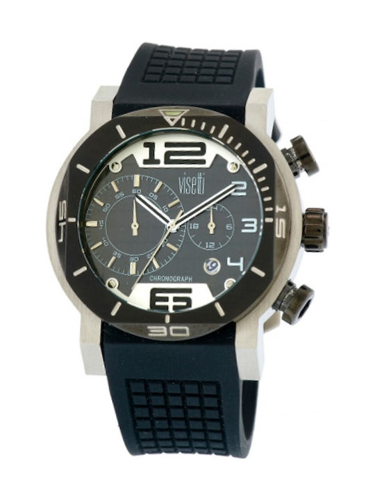 Visetti Herrenuhr Batterie mit Schwarzem Gummiarmband