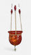 Hanging Blown Glass Oil Vigil Lamp The Tealight Orange Color Cup Size 11x11 cm With Chain 73 cm Length