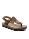Damen Flache Sandalen Mokka