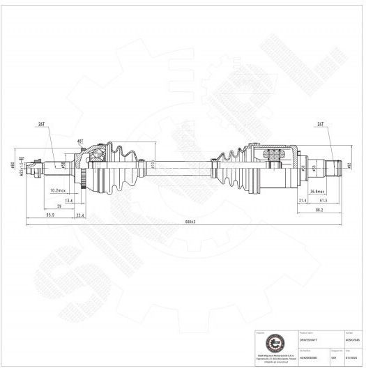 Ημιαξόνιο Κίνησης Toyota Avensis Εμπρός Αριστερό 4342005380