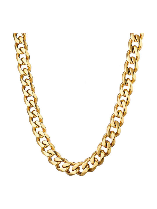 Verorama Men's Neck Chain Made of Gold Plated Stainless Steel Length 60cm