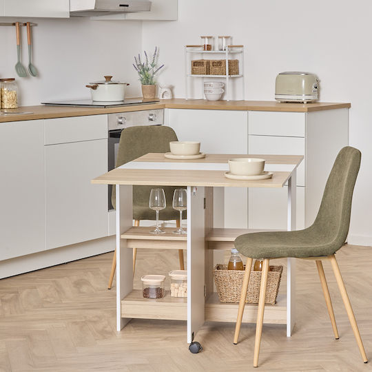 F-v Eat Up Kitchen Table Collapsible Wooden Beige 170x40cm