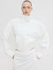 Crop Women's Jacket for Spring/Autumn White