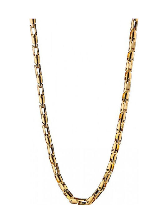 Verorama Men's Stainless Steel Gold Plated Necklace Length 60cm