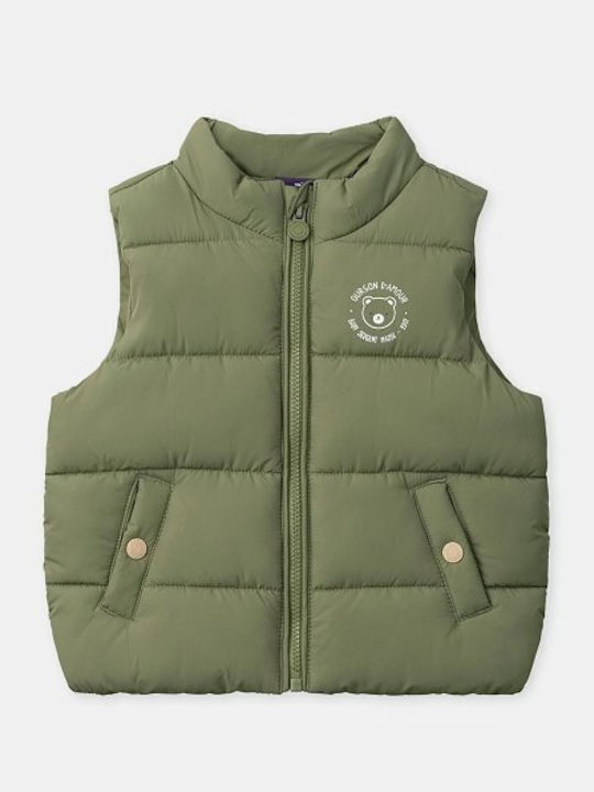 Kids Quilted Sleeveless Jacket with Lining Green