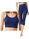 Training Women's Set with Capri High Waist Leggings Dark Blue