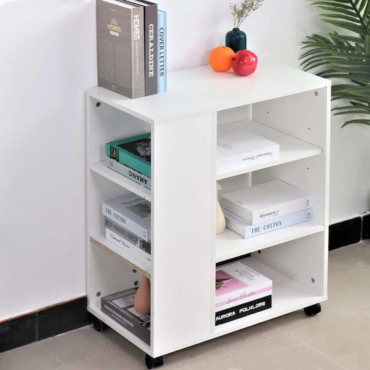 White Side Table with Wheels