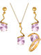 Verorama Set with Necklace Earrings & Ring from Gold Plated Silver with Stones