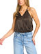 My Essential Wardrobe Estelle Satin Wrap Bodysuit Women My Essential Wardrobe Καφε 10705443-190810