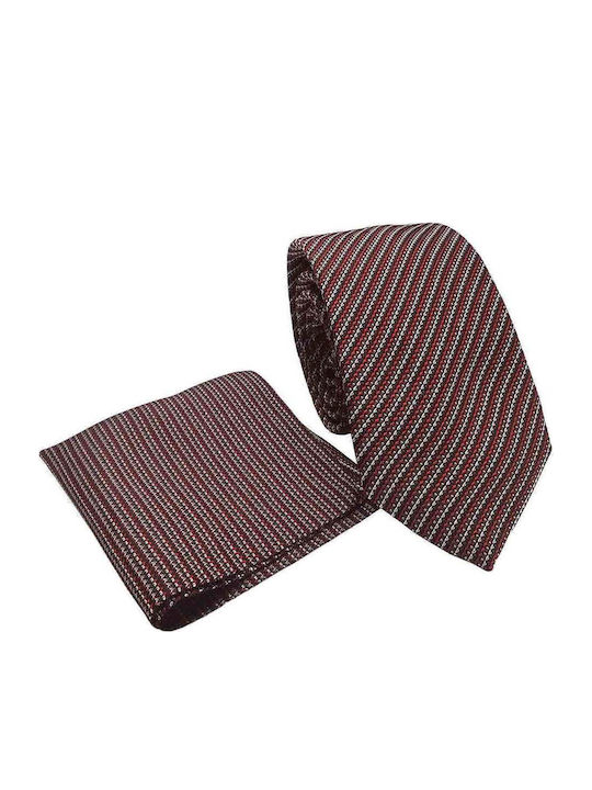 Moor Set Of Men's Synthetic Printed Ties In Burgundy Colour