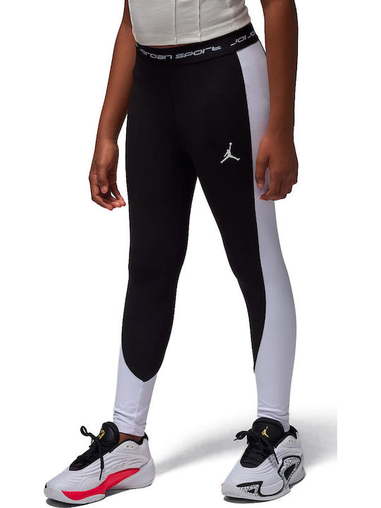 Kids Long Sports Leggings Dri-Fit White-Black