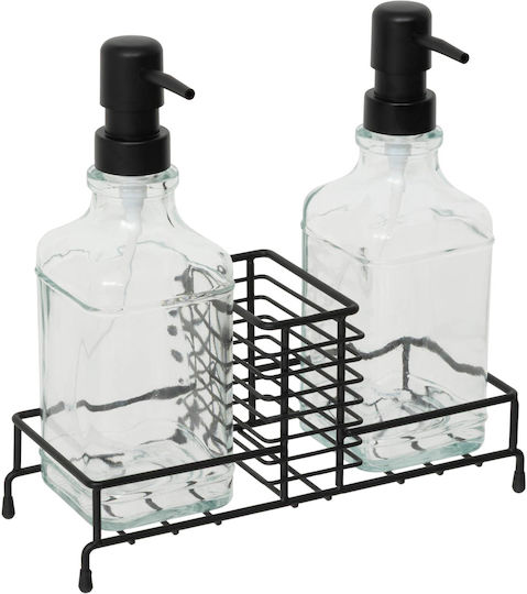 5Five Kitchen Dispenser Glass with Sponge Holder Black