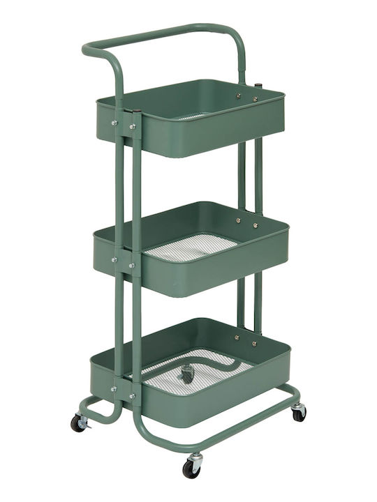 5Five Metallic Kitchen Trolley 3 Tiers Green 45...
