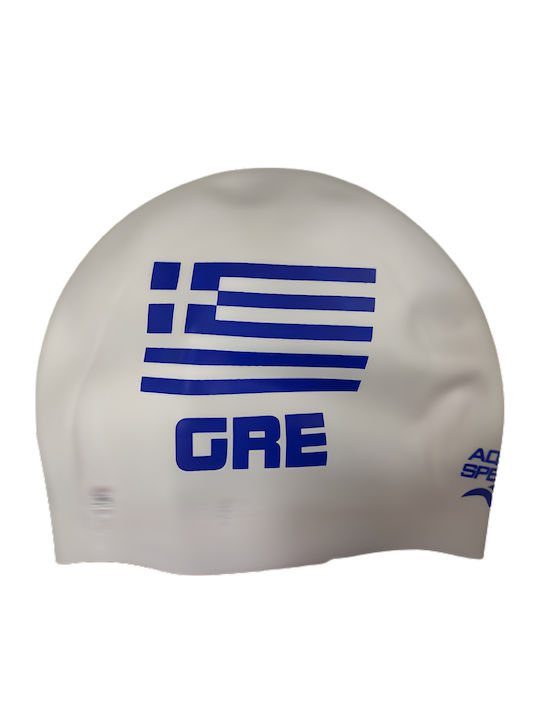 Swimming Cap Aqua Speed Greek Flag Silicone Cap White 200-05 White