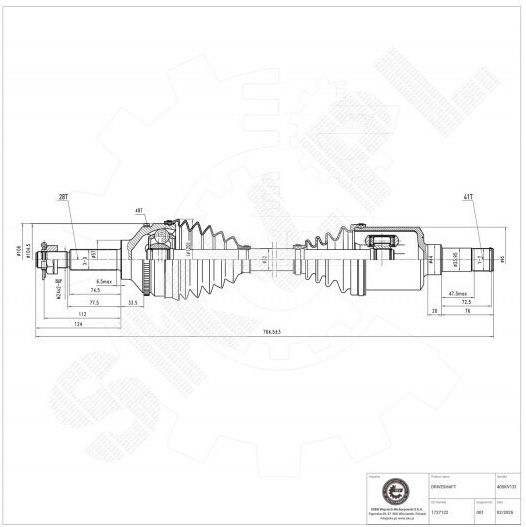Ημιαξόνιο Κίνησης Ford Transit Tourneo Εμπρός Αριστερό 1727122