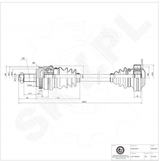 Rear Right Transmission Shaft for Bmw Series 1 3 33217533446