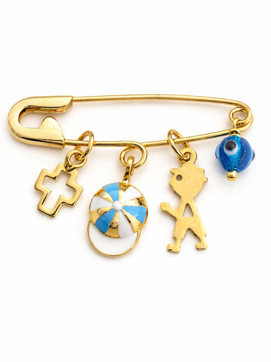 Atofio Kosmima Children's Safety Pin Charm in 9K Gold