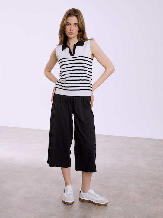 Celestino Ζιπ Κιλότ Βαμβακερή Loose Fit Μαύρο Celestino Ζιπ Κιλότ Βαμβακερή Loose Fit Μαύρο