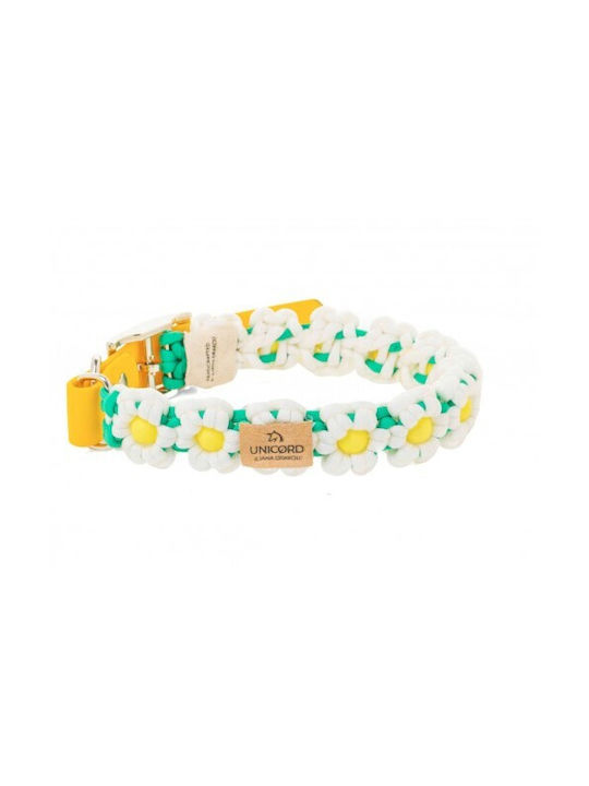 Unicord Handmade Dog Collar Blossom White Green Yellow Beads 37-43cm Medium