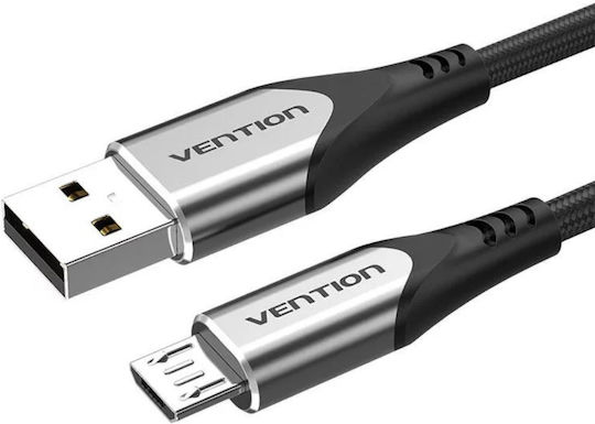 Vention Braided USB 2.0 to micro USB Cable Γκρι 1m -46767 1τμχ