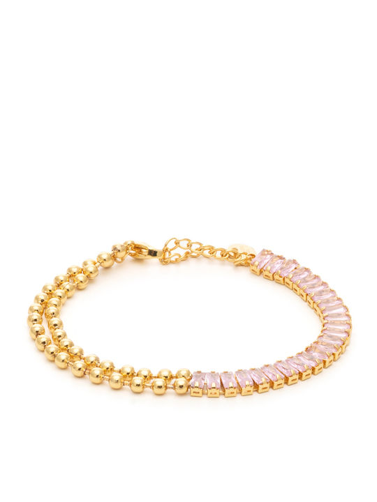 Visetti Women's Riviera Steel Gold Plated Bracelet with Zircon