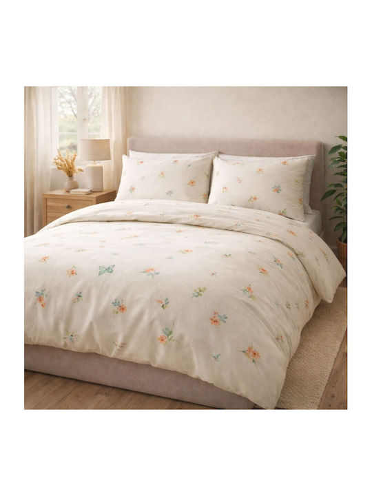 DeLuxe Pucioasa Set Huse Pentru Pilote 100% Bumbac 200x220cm Dublu Cu 2 Fețe De Pernă Și 1 Cearceaf Lila