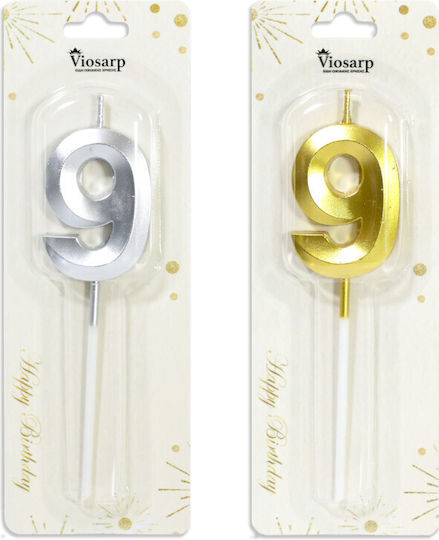 Viosarp Geburtstagskerzen Gold und Silber Nummer 9 VC090-9