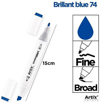 Artix Blue Drawing Markers Thin Double-Tipped Set 12pcs