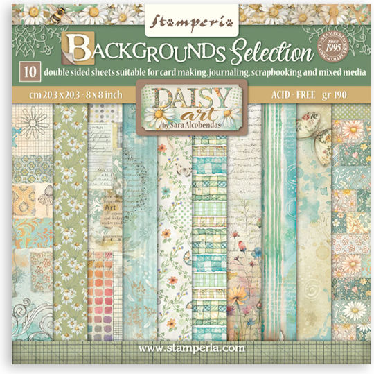 Χαρτιά Scrapbooking 10τεμ 20.3×20.3cm Stamperia Daisy Art Backgrounds