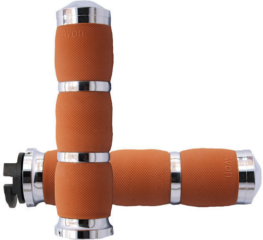 Avon Motorradlenker und Lenkergewichte Set Indian 15 23 Scouts Chrom Air Cushioned Griffe Chrom Tan