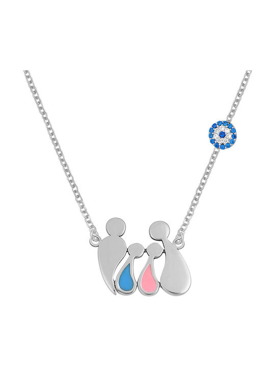 VTJ Necklace Family From Pink Gold Plated Silver Blue
