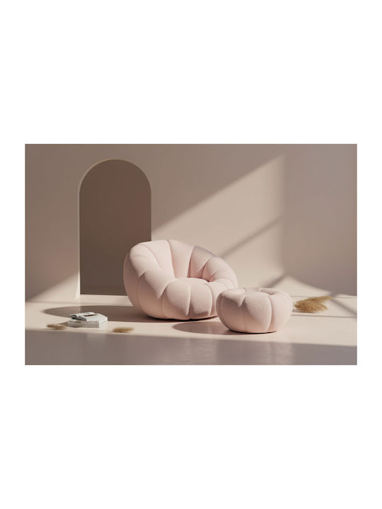Swivel Armchair with Footstool Pink 95x95x65cm
