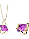 Verorama Set with Necklace & Ring from Gold Plated Silver with Stones