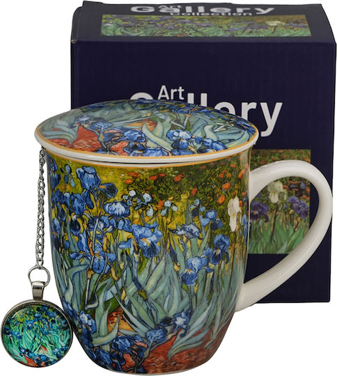 Mug 400ml Lid Tea Filter Box Duo Van Gogh Irises