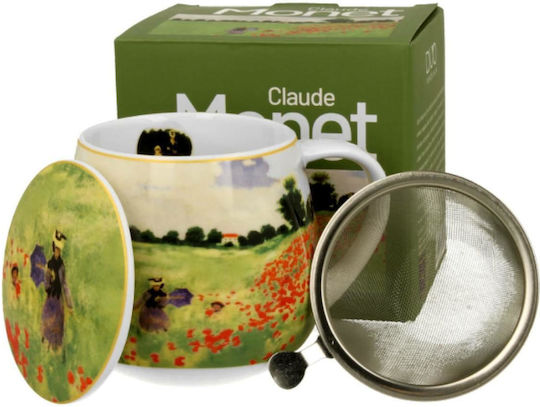 Mug 430ml Lid Tea Filter Box Duo Monet Poppy Field