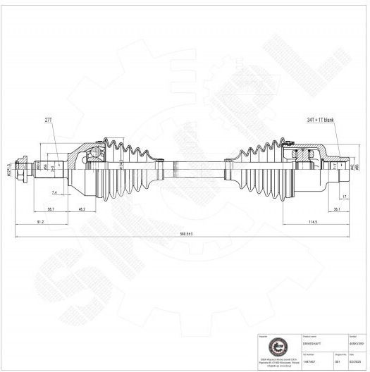 Drive Half Axle Ford Focus I Mondeo I II III Front Right 1447467