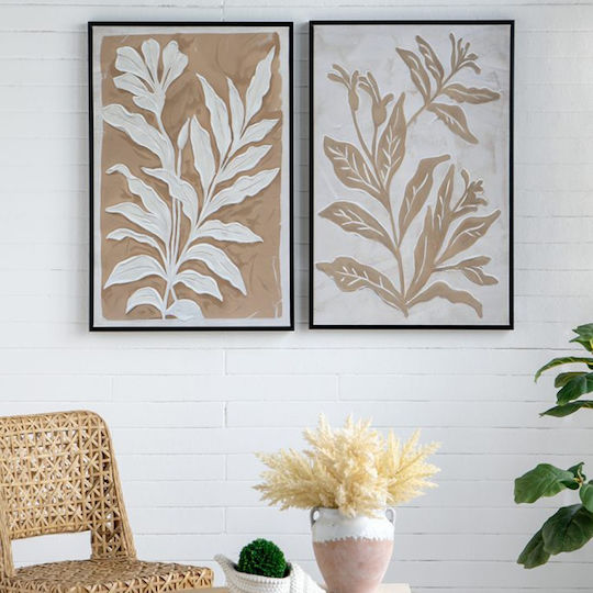 Artekko Canvasia Μπεζ Πίνακες Καμβά Μαύρη Κορνίζα 60x3.6x90 Cm 2pcs 60cm X 3.6cm X 90cm