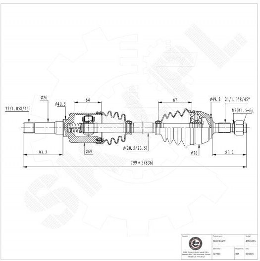 Jumătate De Axă De Transmisie Citroen Ax Saxo Peugeot 106 I Ii Față Dreapta 327000