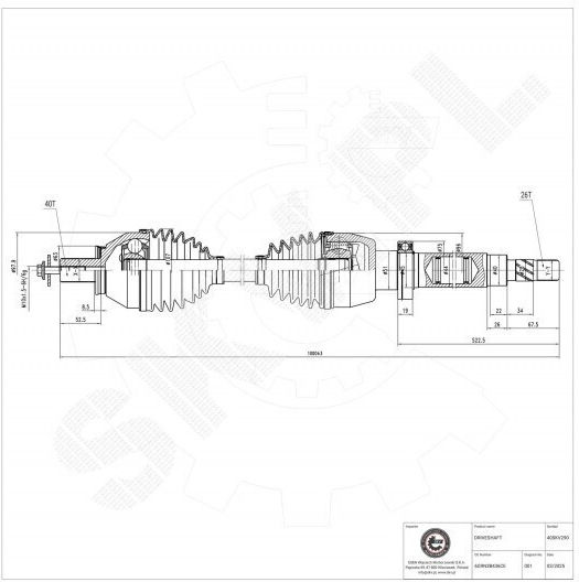 Jumătate De Axă De Transmisie Volvo S60 Ii S80 Ii V60 I V70 Iii Față Dreapta 6g9n3b436ce