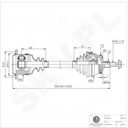 Half Axle Audi A4 Skoda Superb I Vw Passat Front Right