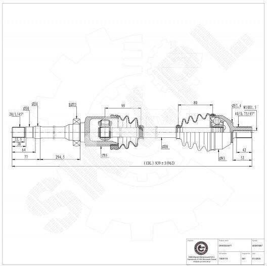 Jumătate De Axă Ford Galaxy Ii Mondeo Iv S-Max Față Dreapta 1805110